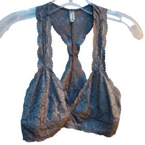 Intimately Free People Galloon Lace Racerback Bralette Floral Wireless V-neck L